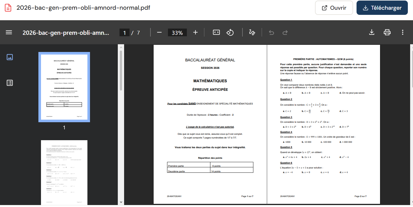 [BAC2026] Suite de la session 2026 (AmNord)