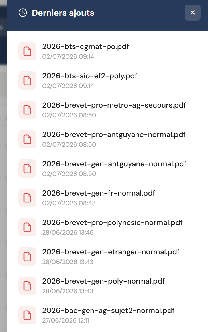 [EXAMS2026] Sujets